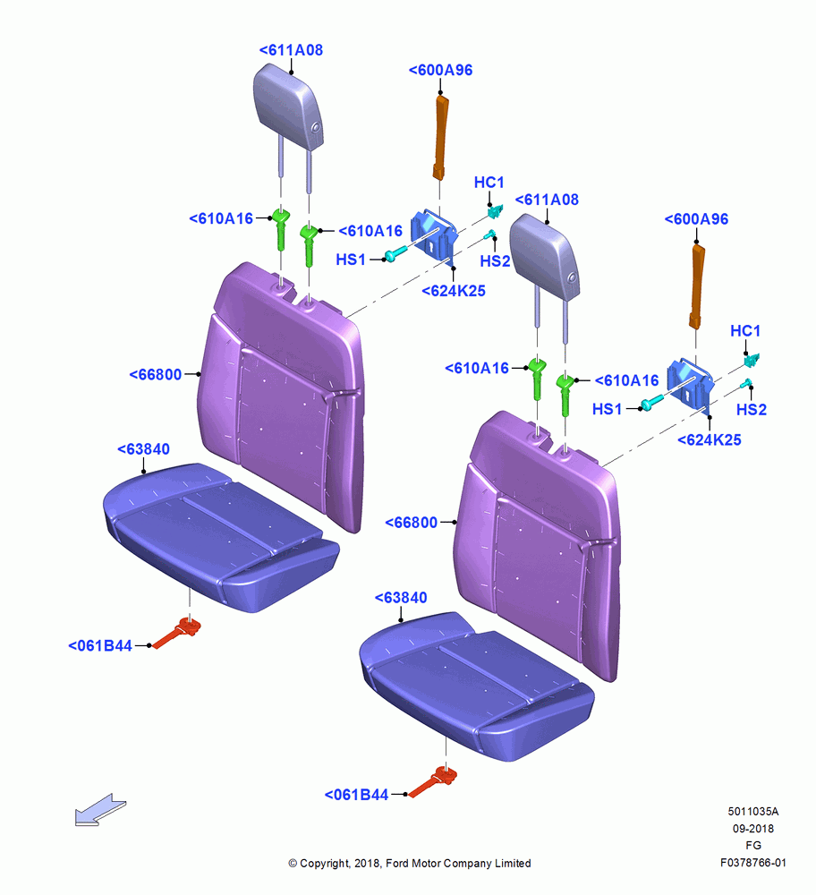 35A - Rear Seat Pads/Valances & Heating, Second Row Bench Seat-Fold Back; 26/NOV/2018