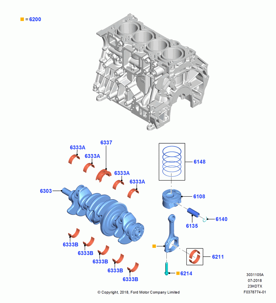 05A - Crankshaft/Pistons and Bearings, 2.3L EcoBoost; 26/NOV/2018