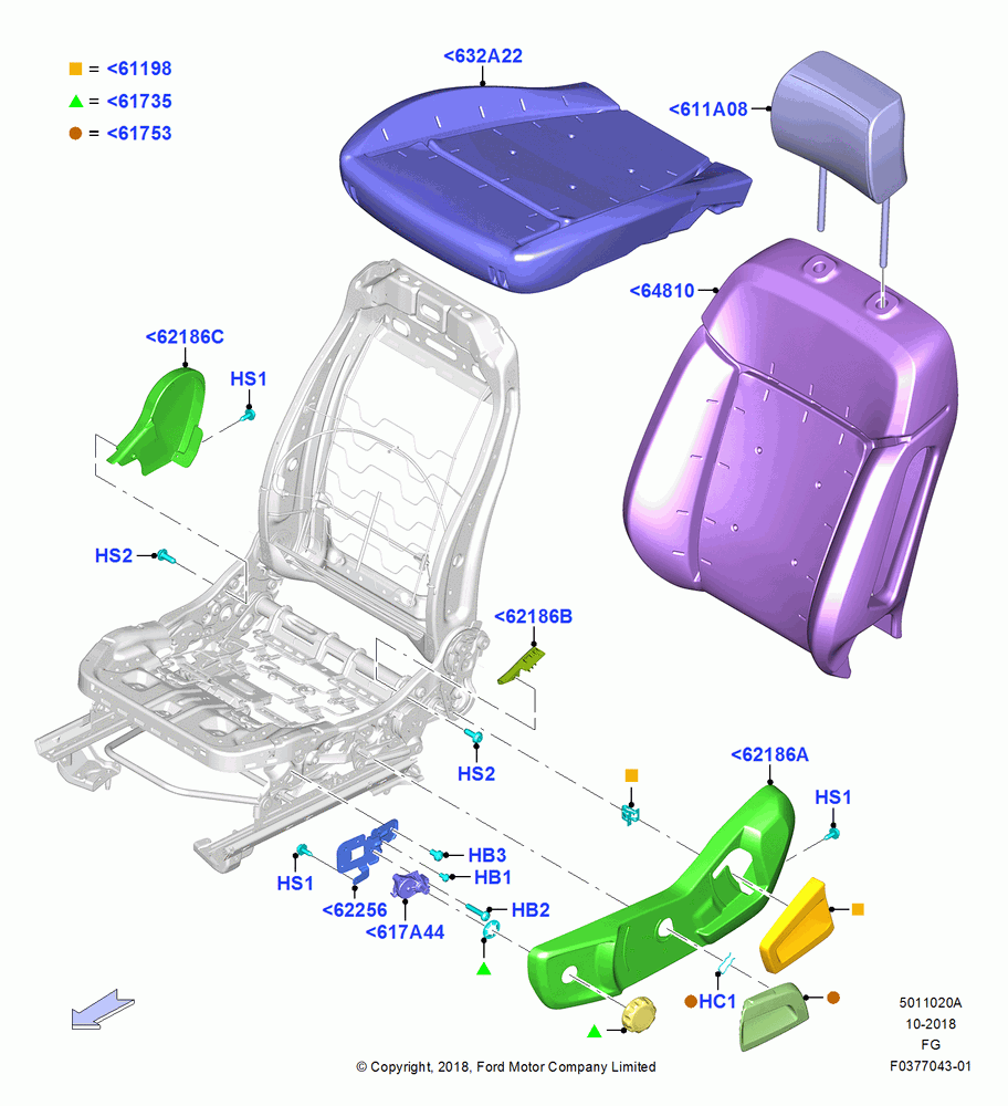 20A - Front Seat Pads/Valances & Heating, With Driver 6 Way Mnl.Seat Adjuster; 26/NOV/2018