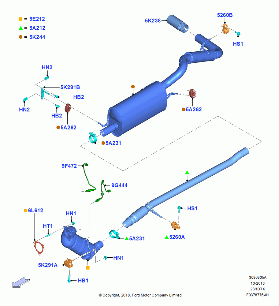 Exhaust System, 2.3L EcoBoost