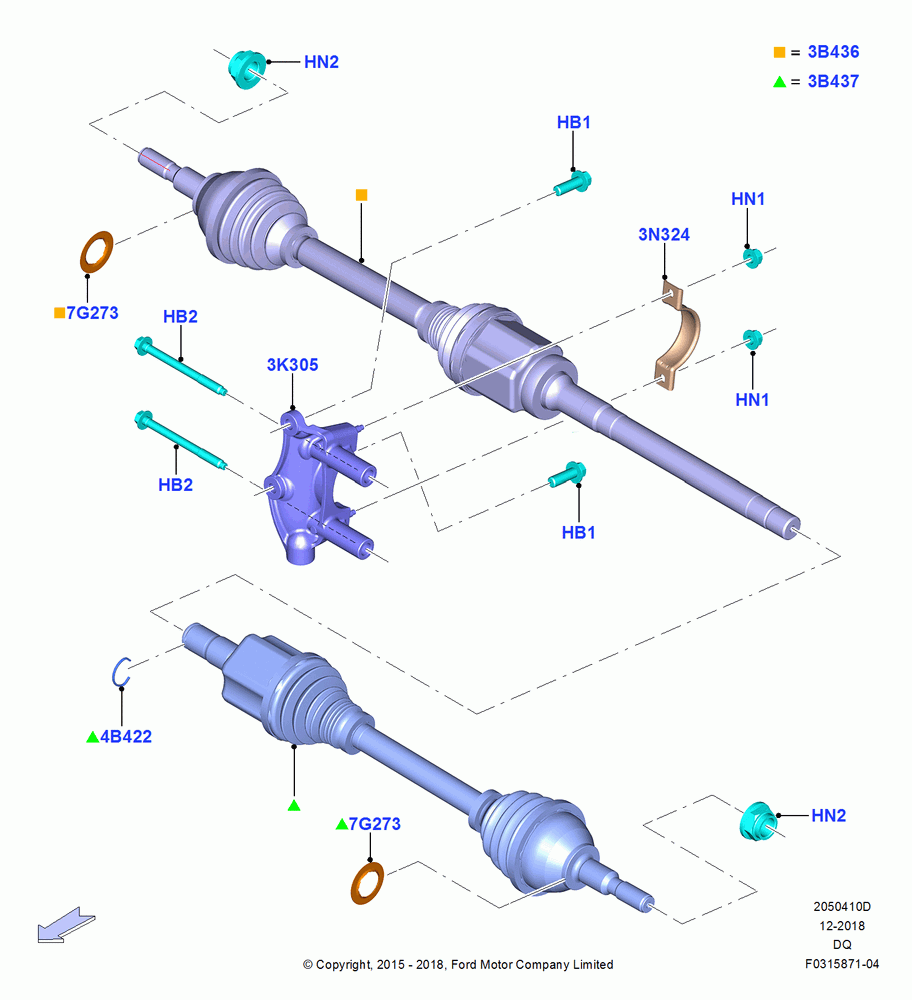 10D - Drive Shaft - Front Axle Drive, 2.0L Duratorq 180PS, 2.0L DOHC CR DSL MID; 04/JAN/2016-06/SEP/2018