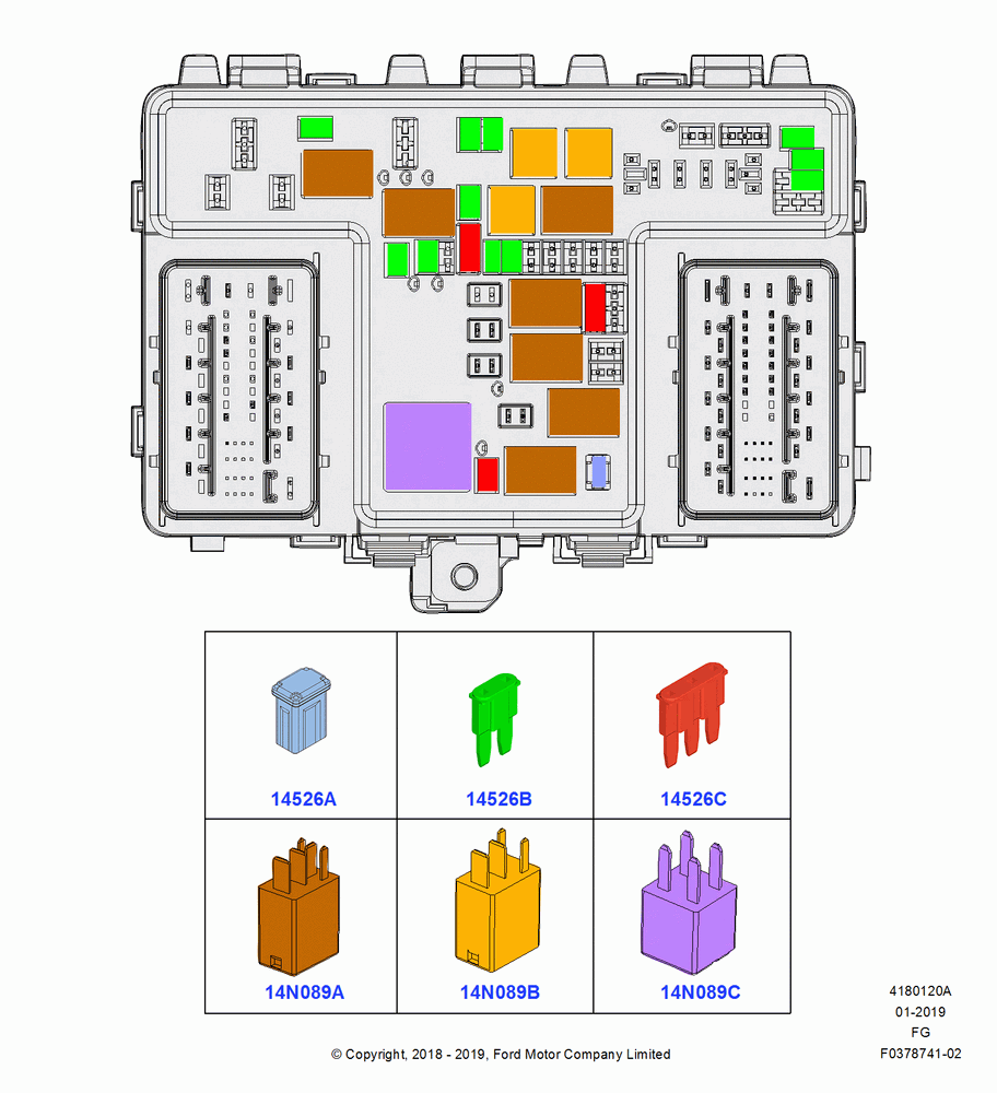 20A - Fuses, Holders and Circuit Breakers, Battery Junction Box (BJB), Upper; 26/NOV/2018