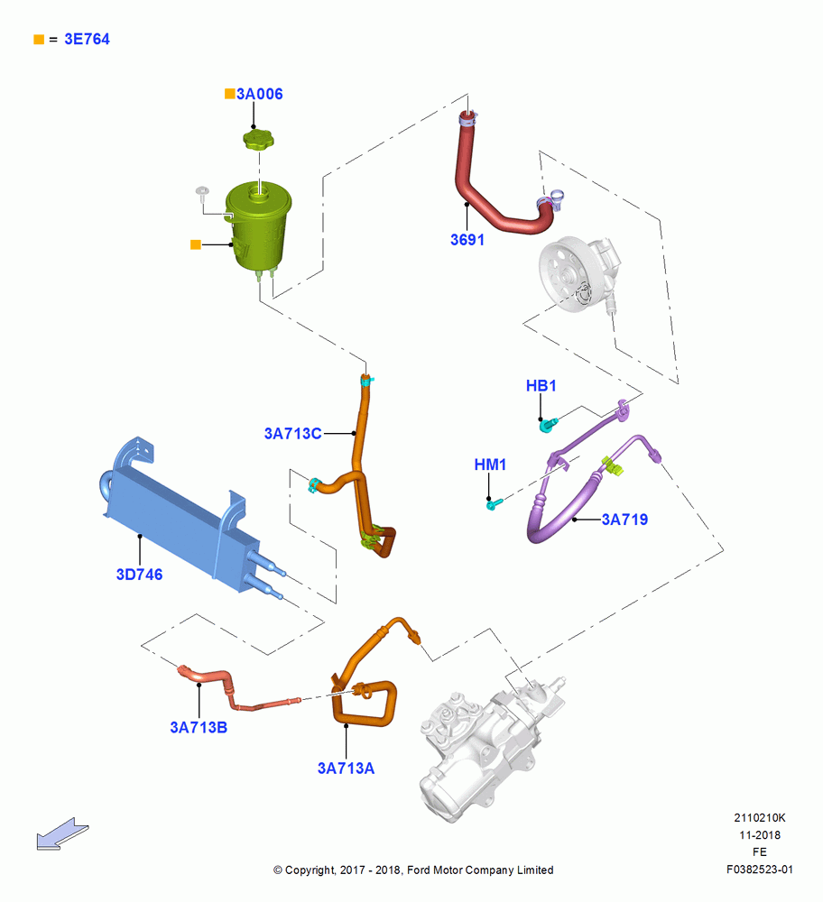 10K - Supply & Return Hoses - Power Strg, 6.7L 4V V8 T/C Diesel, Ford 250 Series, Ford 350 Series, Power 4-Wheel Disc Vacuum Boost; 27/SEP/2017