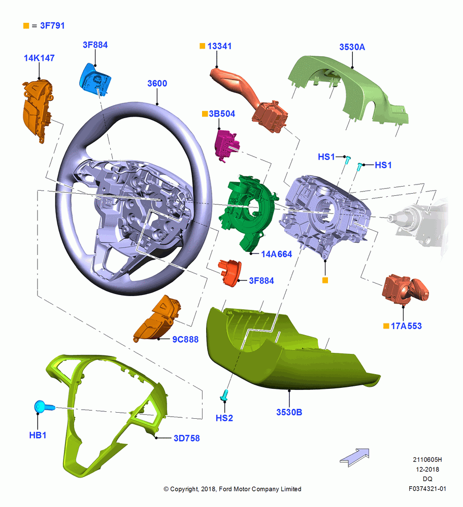 05H - Steering Wheel, With Electric Power Steering; 06/SEP/2018