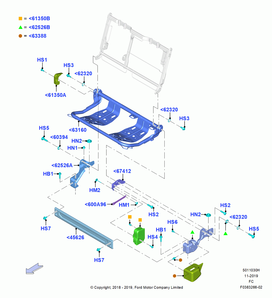 30H - Rear Seat Base, Crew Cab, Rear Center Armrest With Cupholder, 60% Seat, LH; 22/OCT/2018