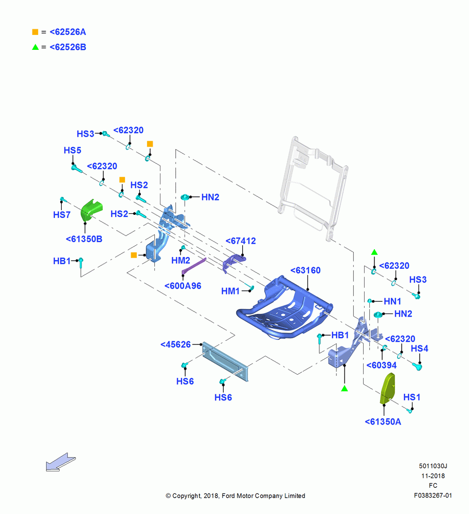 30J - Rear Seat Base, Super Cab, 40% Seat, RH; 22/OCT/2018