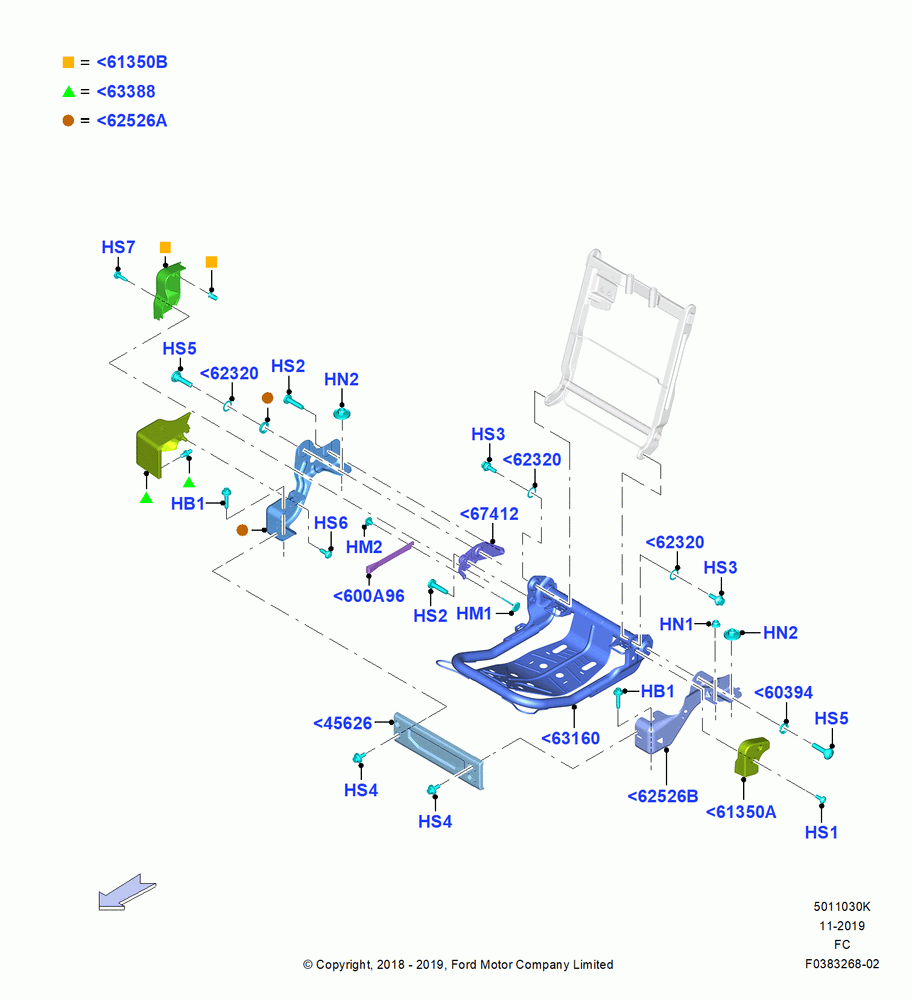 30K - Rear Seat Base, Crew Cab, 40% Seat, RH; 22/OCT/2018