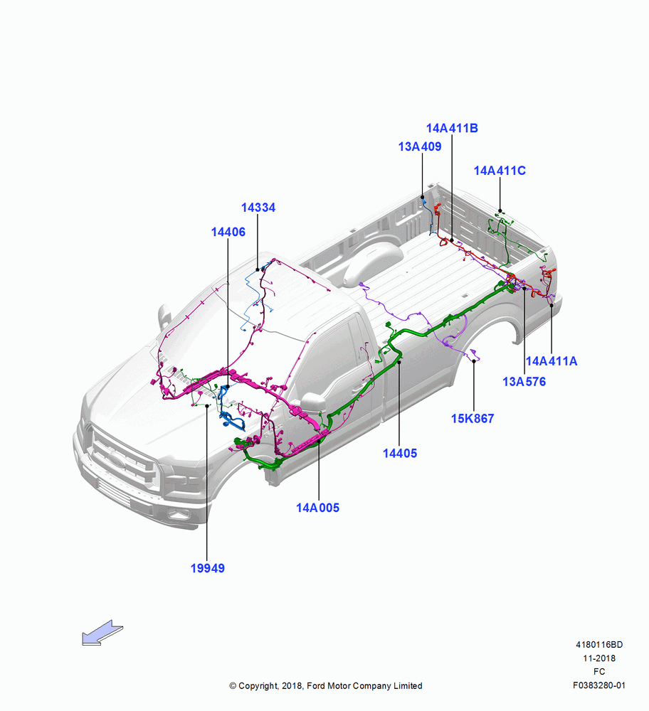 16BD - Wiring - Body And Roof Console, Dearborn Plant Build, Regular Cab; 22/OCT/2018