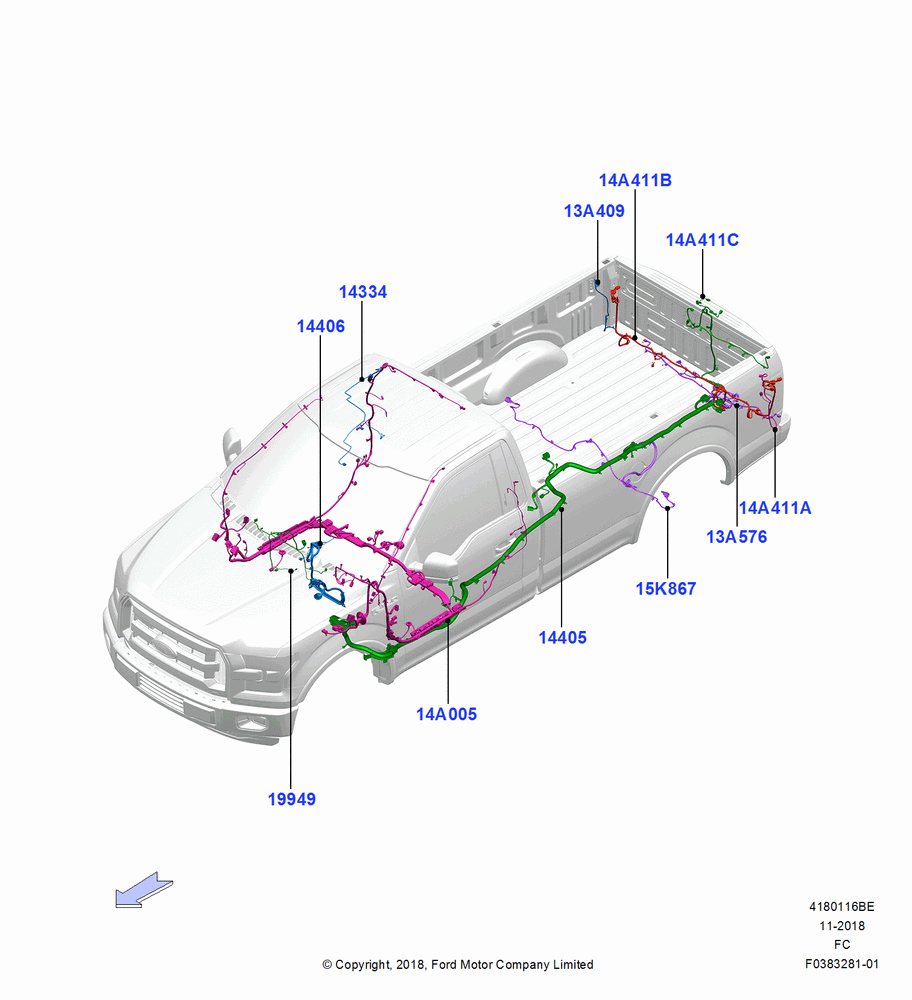 16BE - Wiring - Body And Roof Console, Kansas City Plant Build, Regular Cab; 05/NOV/2018