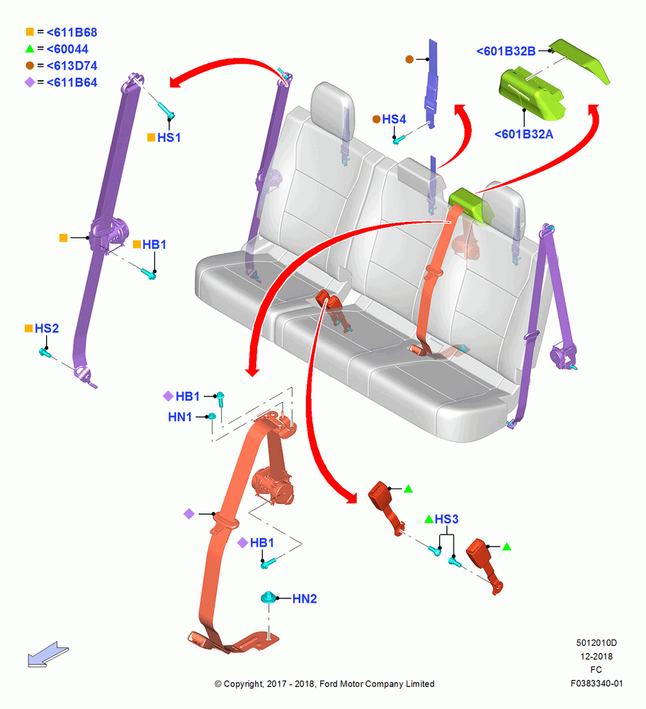 10D - Rear Seat Belts, Super Cab; 17/JUL/2017