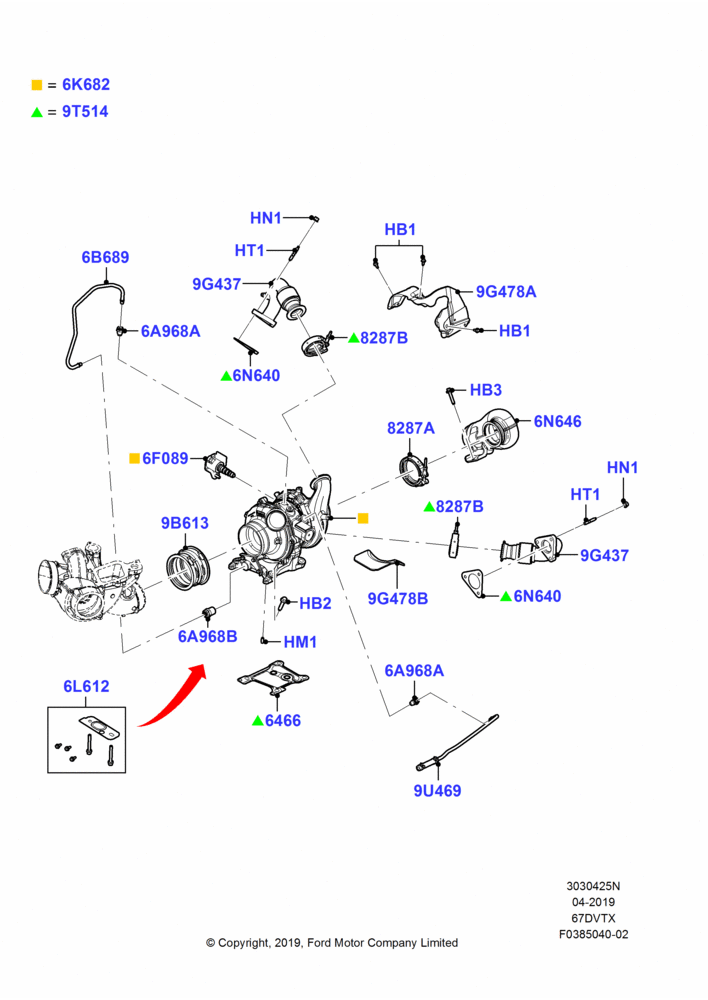 25N - Turbocharger, (-)"CDN/MEX/USA", 6.7L 4V V8 T/C Diesel, High Sulfur Diesel Fuel Content; 22/FEB/2010-10/JUL/2016