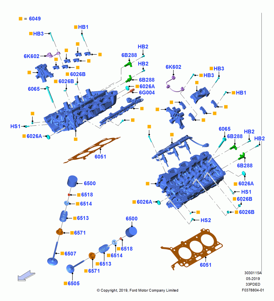 15A - Cylinder Head, 3.3L Duratec, 3.3L D4 G DI TIVCT NA Upgrade; 06/MAY/2019
