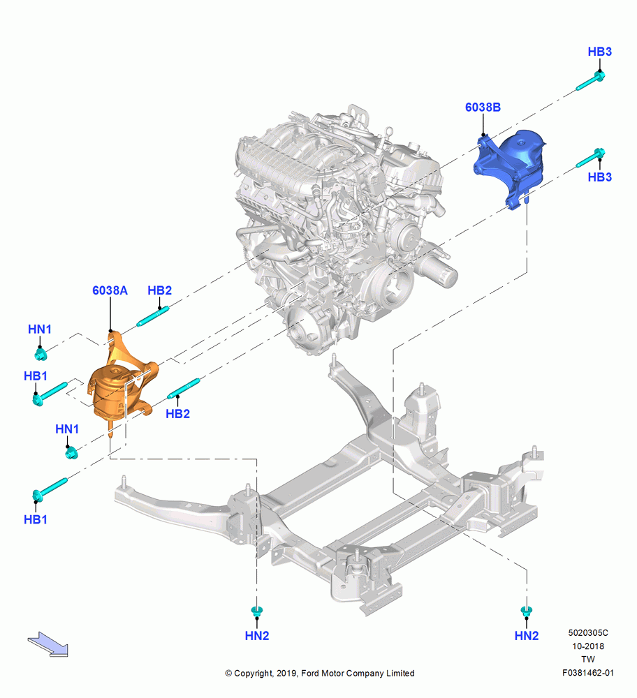 05C - Engine Mounting, 3.3L Duratec; 06/MAY/2019