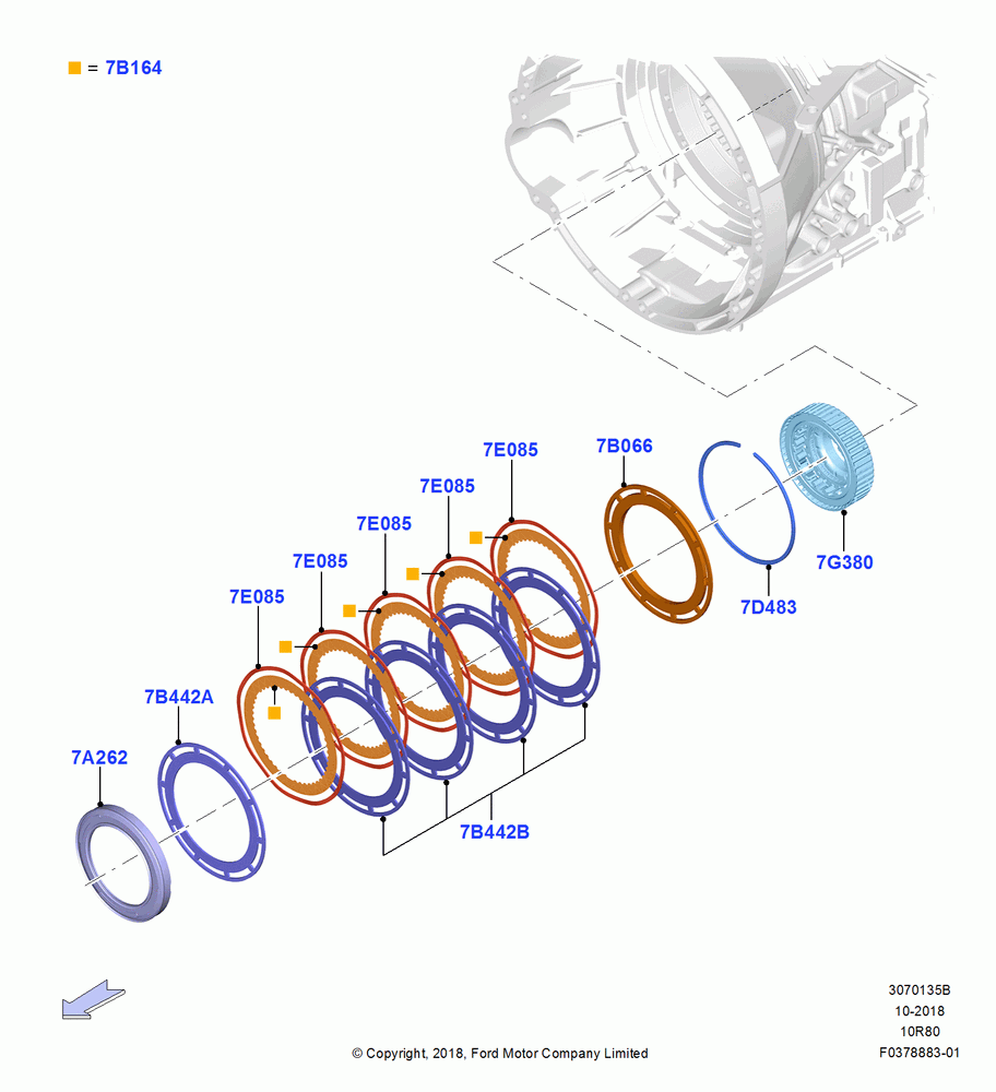 35B - Overdrive Clutch and Components, 10 Speed Auto Transmission (10R80), 3.0L GTDI TC V6 Petrol, Same As B Clutch; 06/MAY/2019