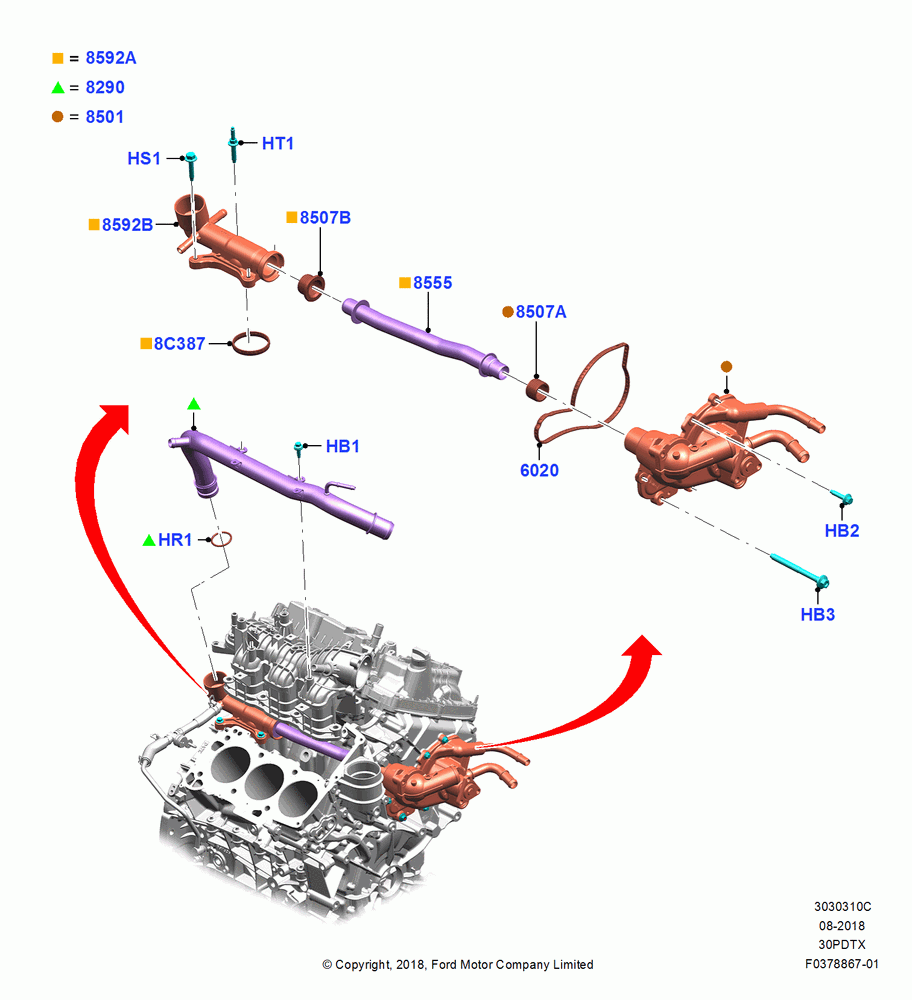 10C - Water Pump, 3.0L GTDI TC V6 Petrol, 3.0L Nano-D4-G-GTDI-CD6R-PHEV; 06/MAY/2019