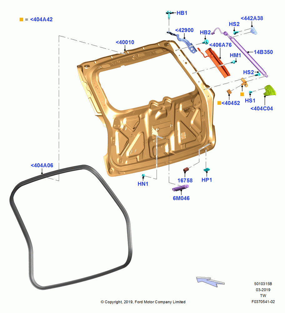 15B - Luggage Compartment Door, With Power Liftgate, Power Liftgate With Hands Free; 06/MAY/2019