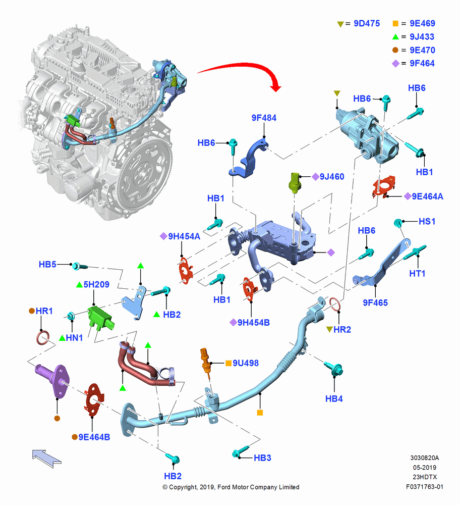 Exhaust Gas Recirculation, 2.3L EcoBoost