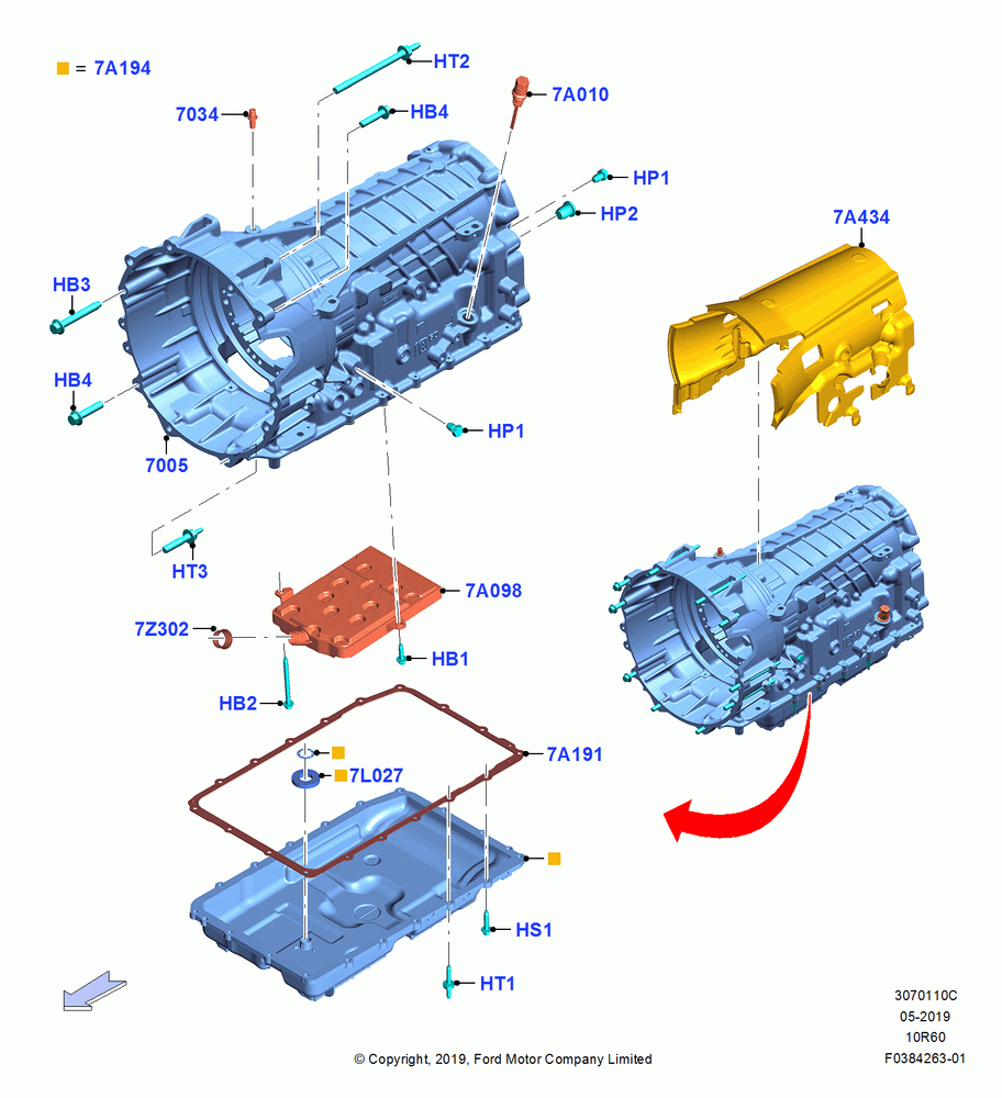 10C - Transmission External Components, 10 Speed Transmission - 10R60, 2.3L EcoBoost; 06/MAY/2019