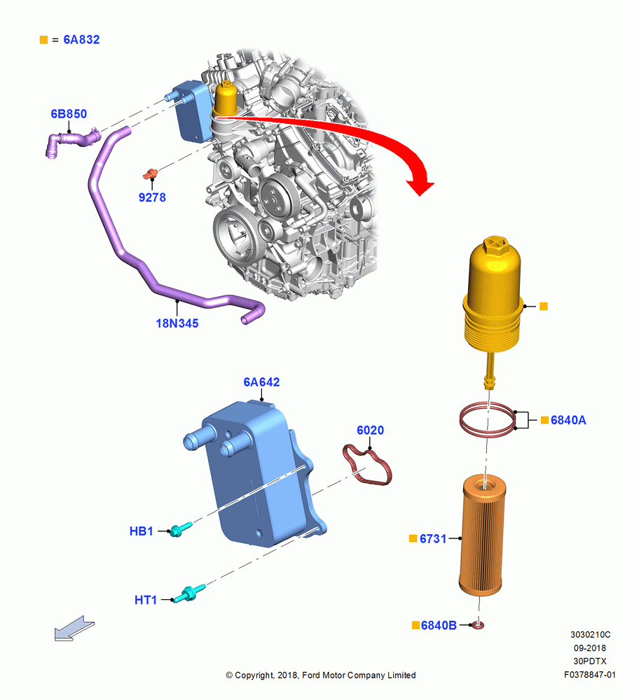 10C - Oil Cooler and Filter, 3.0L GTDI TC V6 Petrol, 3.0L Nano-D4-G-GTDI-CD6R-PHEV; 06/MAY/2019