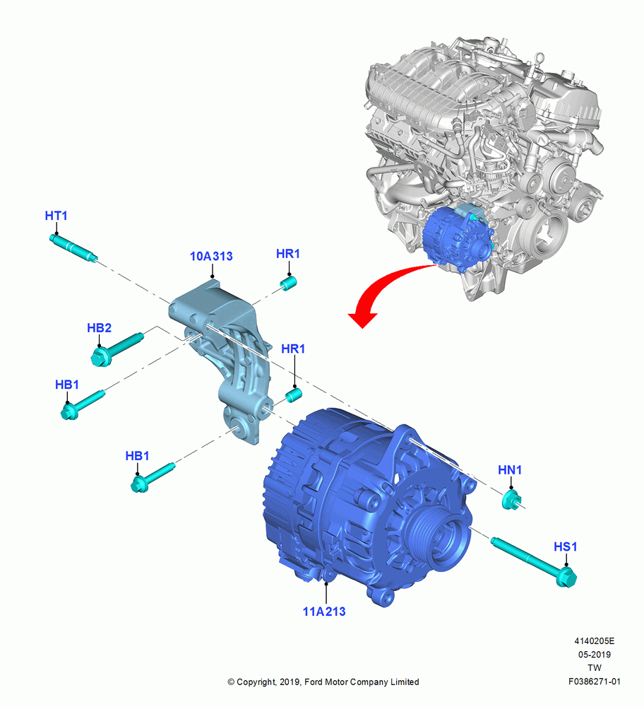 05E - Alternator and Mountings, 3.3L D4 G DI TIVCT NA Upgrade; 06/MAY/2019