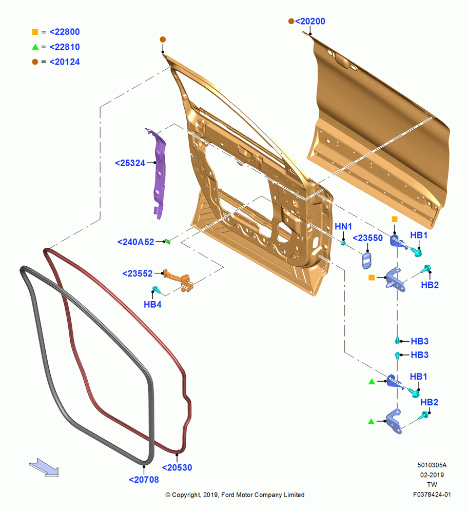 05A - Front Doors, Hinges & Weatherstrips, (-) Police Version; 06/MAY/2019
