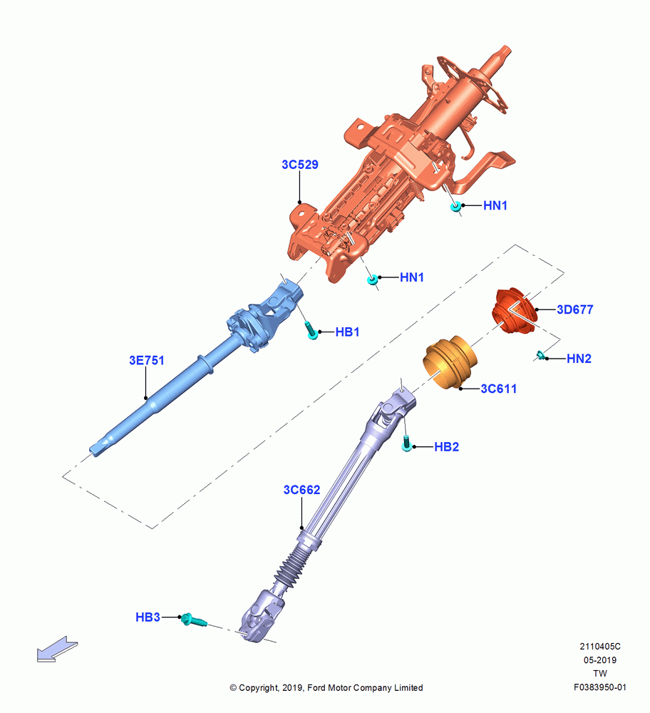 Steering Column, With Tilting Only Steering Column