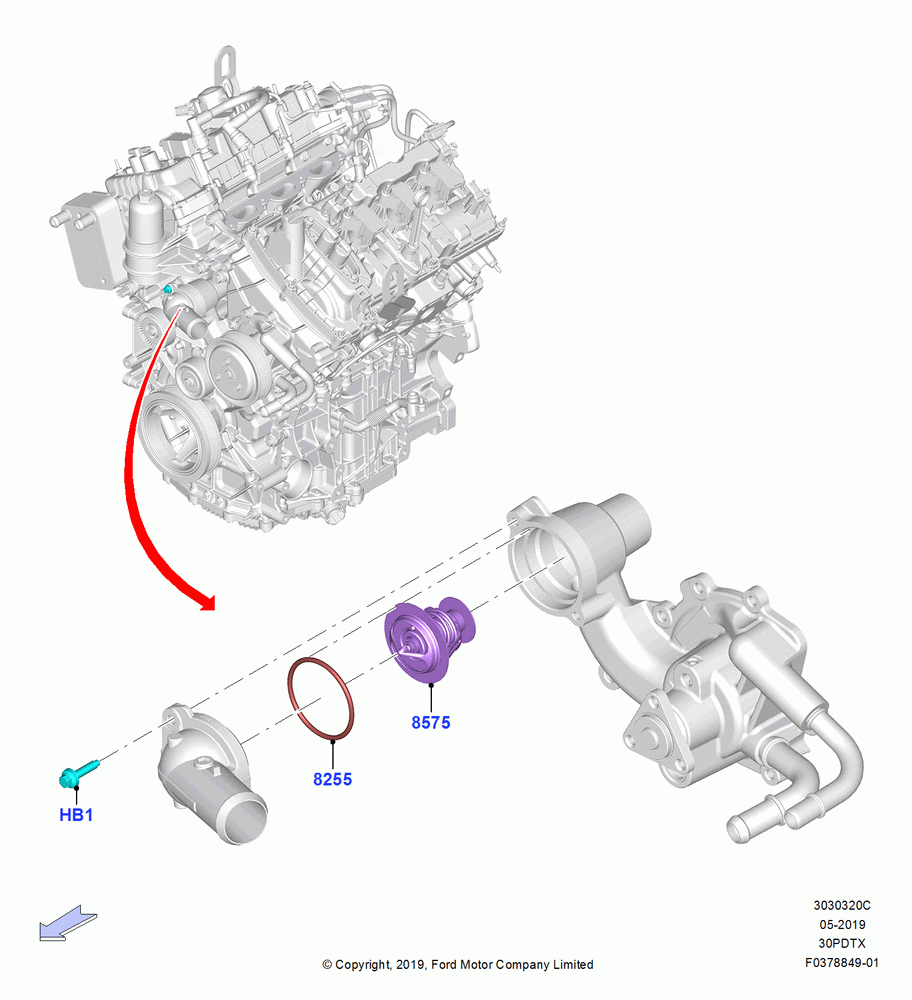 20C - Thermostat/Housing & Related Parts, 3.0L GTDI TC V6 Petrol, 3.0L Nano-D4-G-GTDI-CD6R-PHEV; 06/MAY/2019