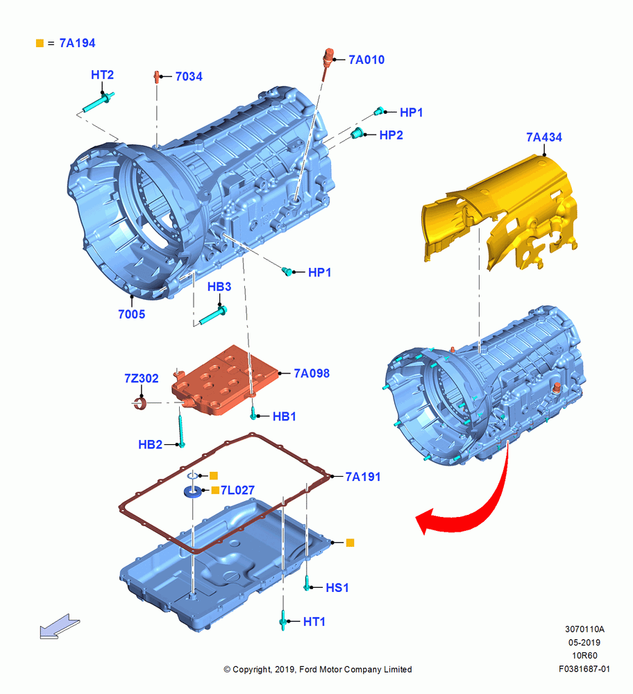 10A - Transmission External Components, 10 Speed Transmission - 10R60, 3.0L GTDI TC V6 Petrol; 06/MAY/2019