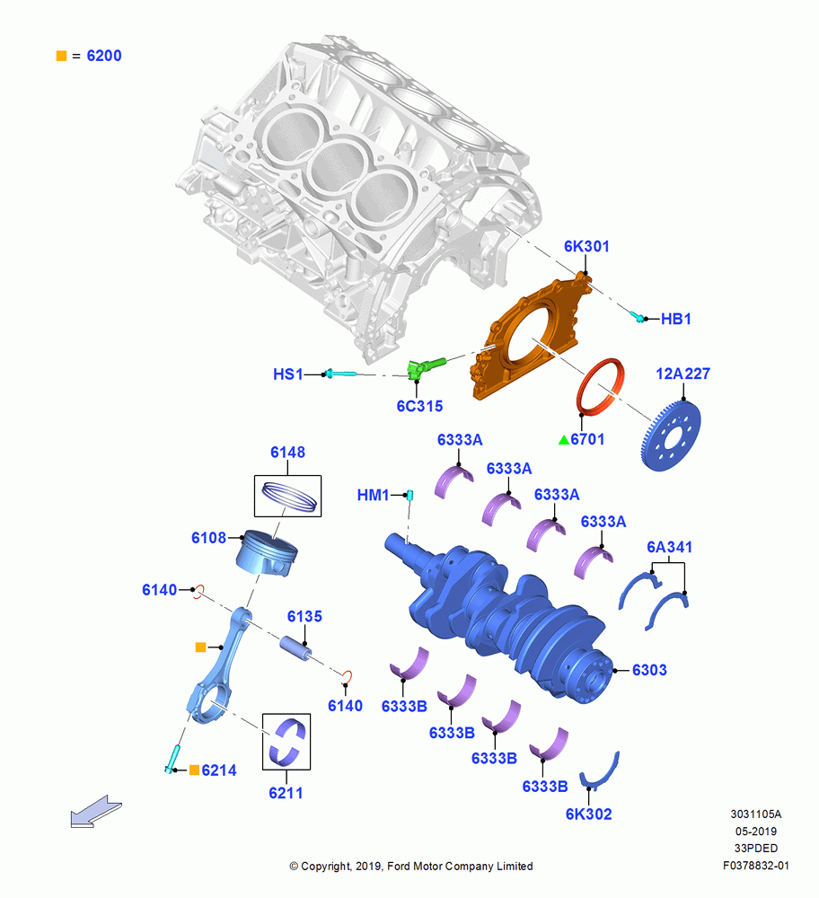 05A - Crankshaft/Pistons and Bearings, 3.3L Duratec, 3.3L D4 G DI TIVCT NA Upgrade; 06/MAY/2019