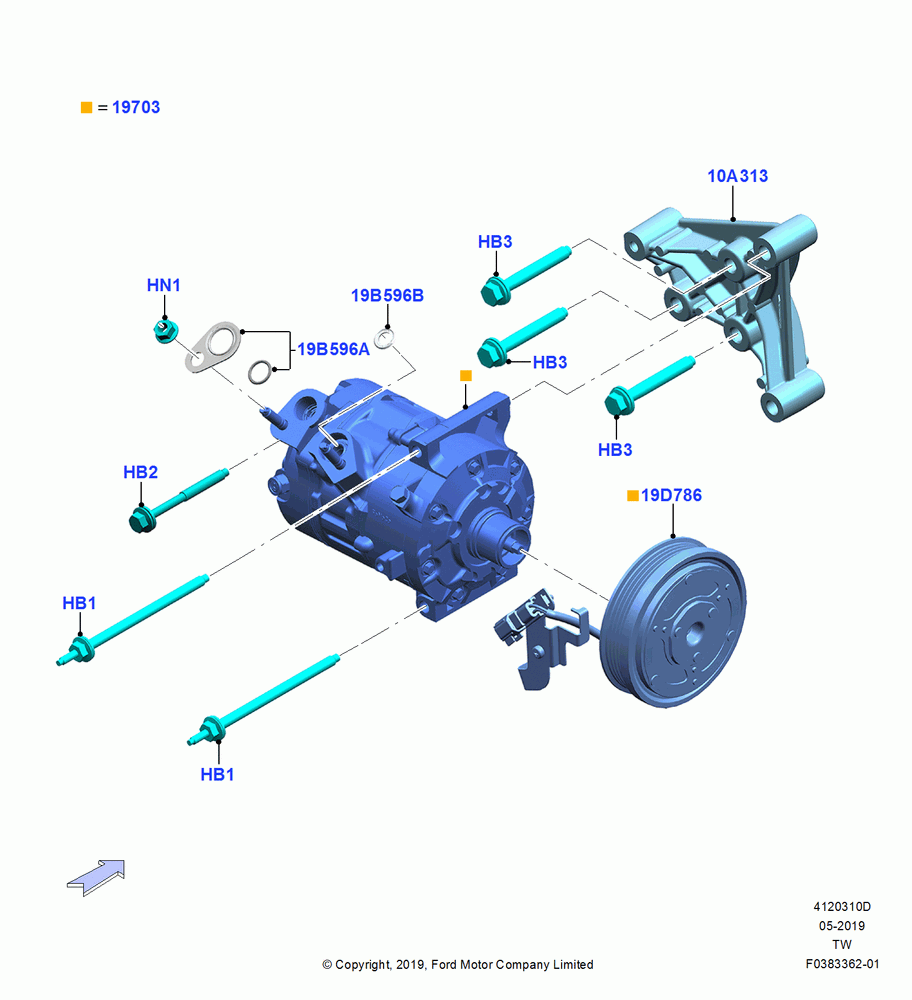 10D - Air Conditioning Condensr/Compressr, 2.3L EcoBoost, Compressor Assy; 06/MAY/2019
