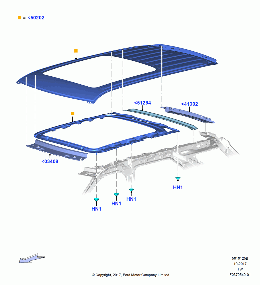 25B - Roof - Sheet Metal, With Electric Slide Sunroof; 06/MAY/2019