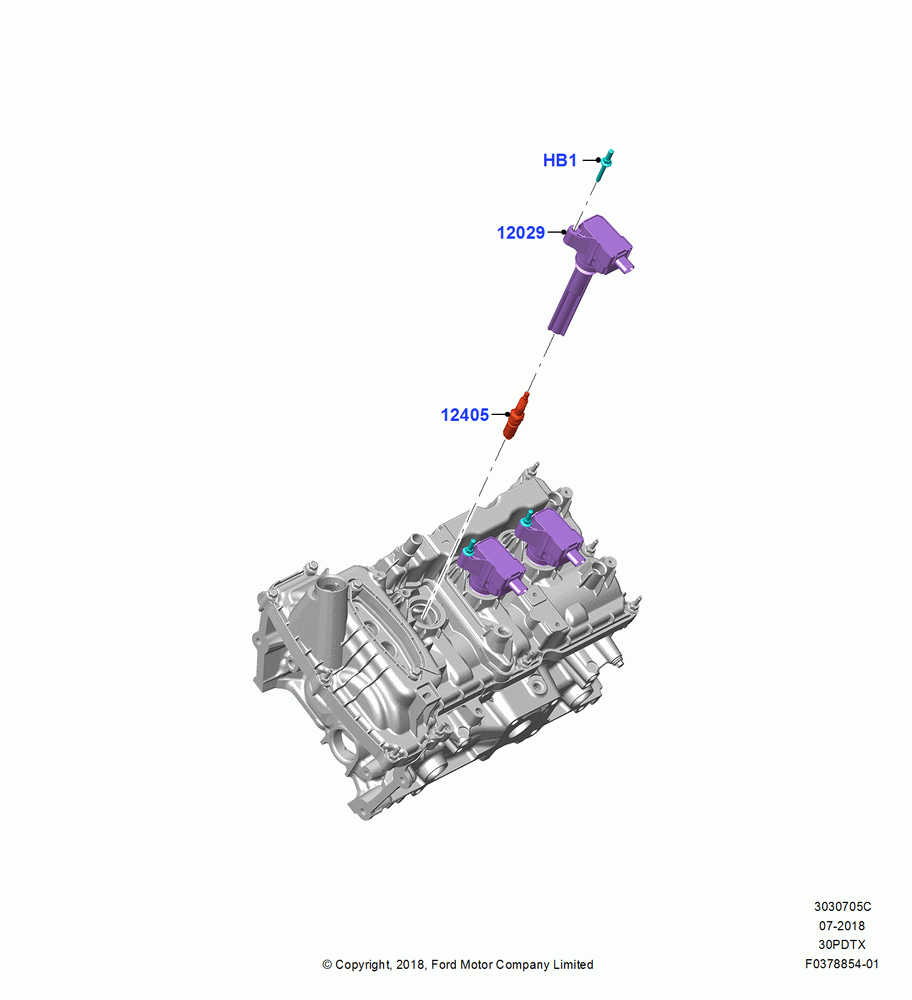 05C - Ignition Coil and Wires/Spark Plugs, 3.0L GTDI TC V6 Petrol, 3.0L Nano-D4-G-GTDI-CD6R-PHEV; 06/MAY/2019