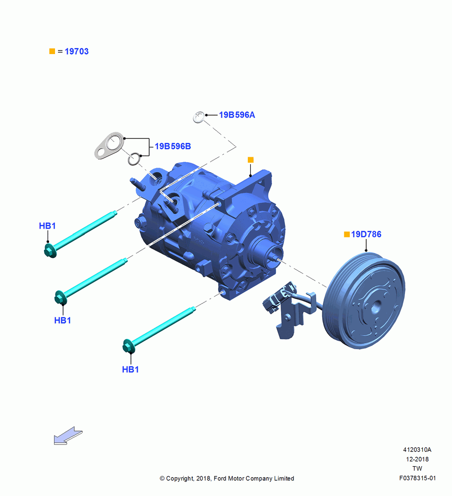 10A - Air Conditioning Condensr/Compressr, 3.3L Duratec, Compressor Assy; 06/MAY/2019