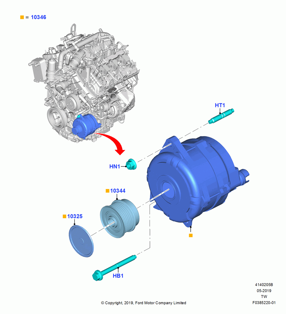05B - Alternator and Mountings, 3.0L GTDI TC V6 Petrol; 06/MAY/2019