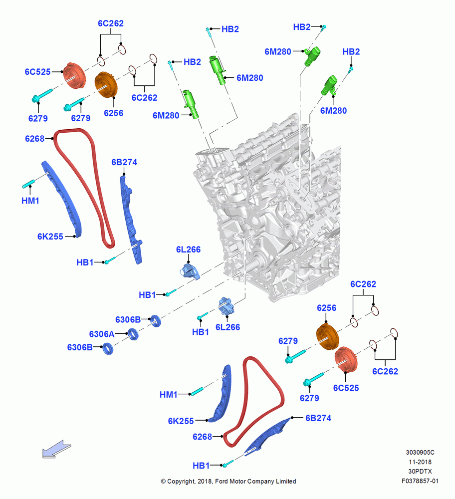 Timing Gear, 3.0L GTDI TC V6 Petrol, 3.0L Nano-D4-G-GTDI-CD6R-PHEV