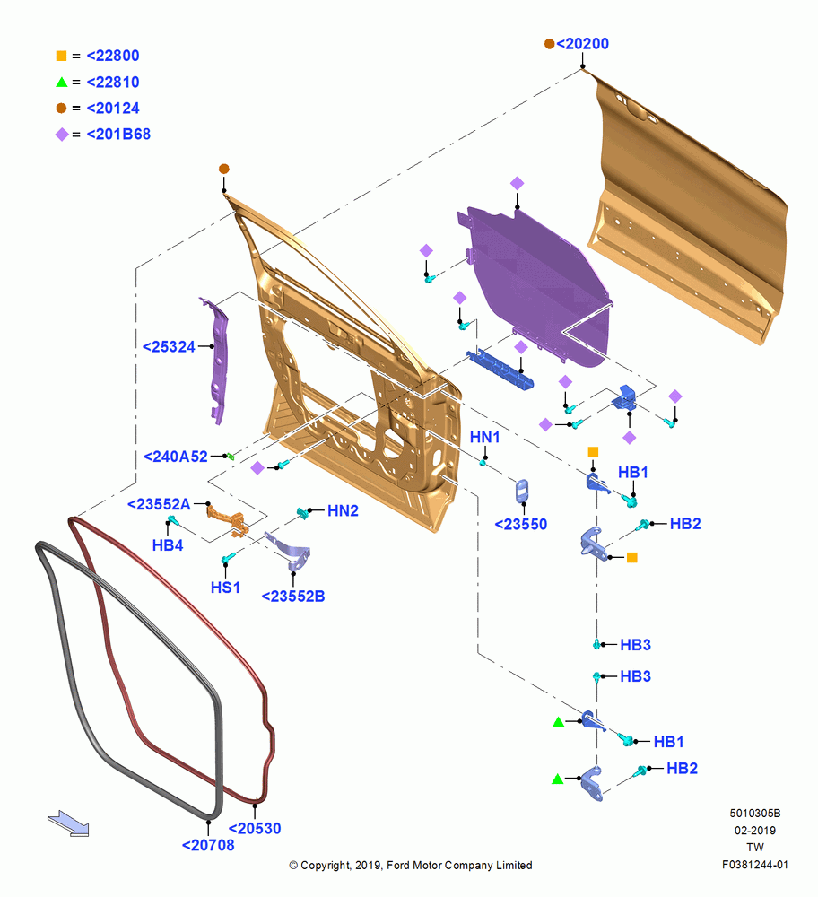 05B - Front Doors, Hinges & Weatherstrips, Police Version; 06/MAY/2019