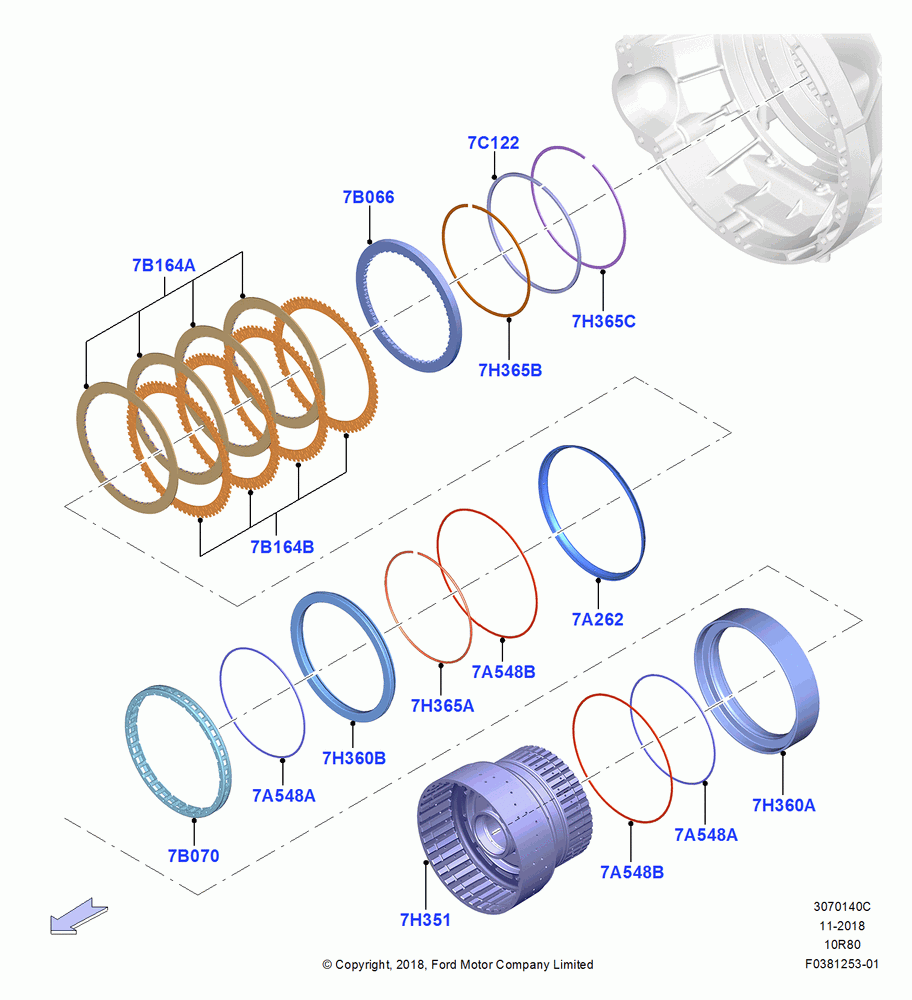 40C - Clutch Plates - CTX, Mod Hybrid Trnaxle - A10R80-MHT, Same As F Clutch; 06/MAY/2019