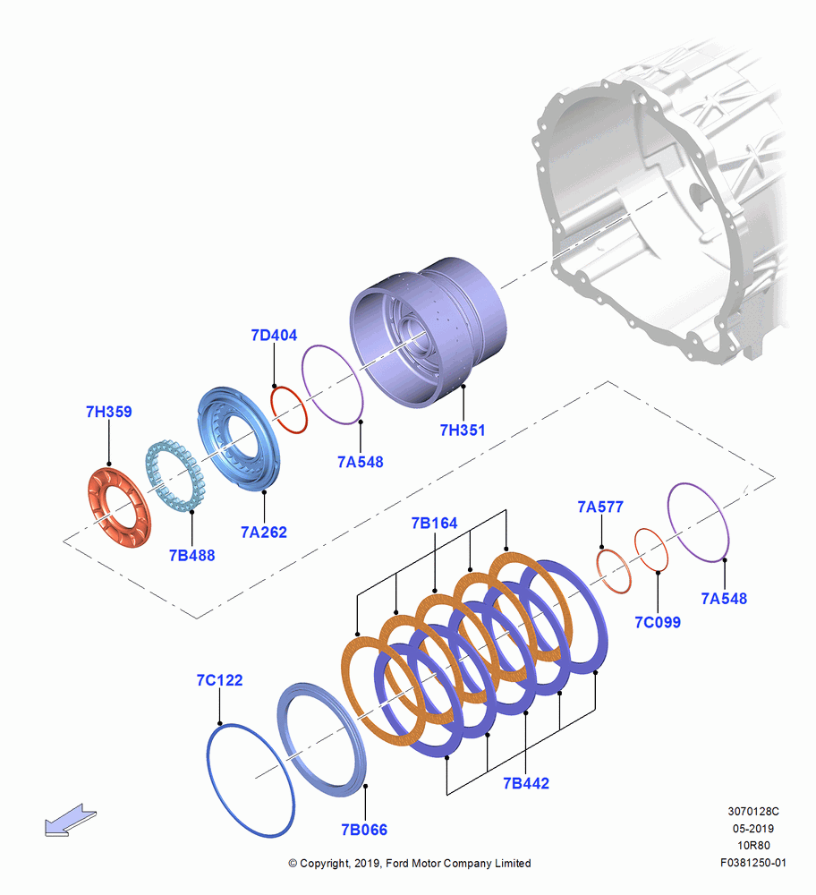28C - Direct Clutch and Components, Mod Hybrid Trnaxle - A10R80-MHT, Same As C Clutch; 06/MAY/2019