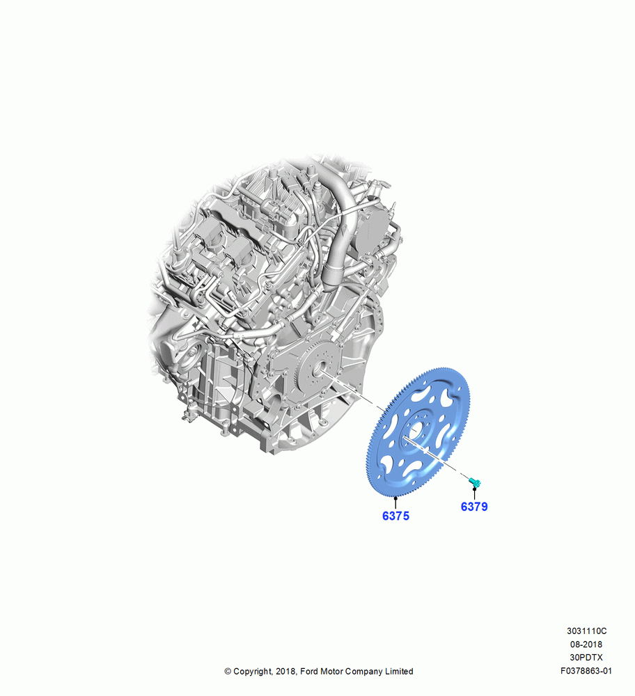 10C - Flywheel, 3.0L GTDI TC V6 Petrol, 3.0L Nano-D4-G-GTDI-CD6R-PHEV; 06/MAY/2019