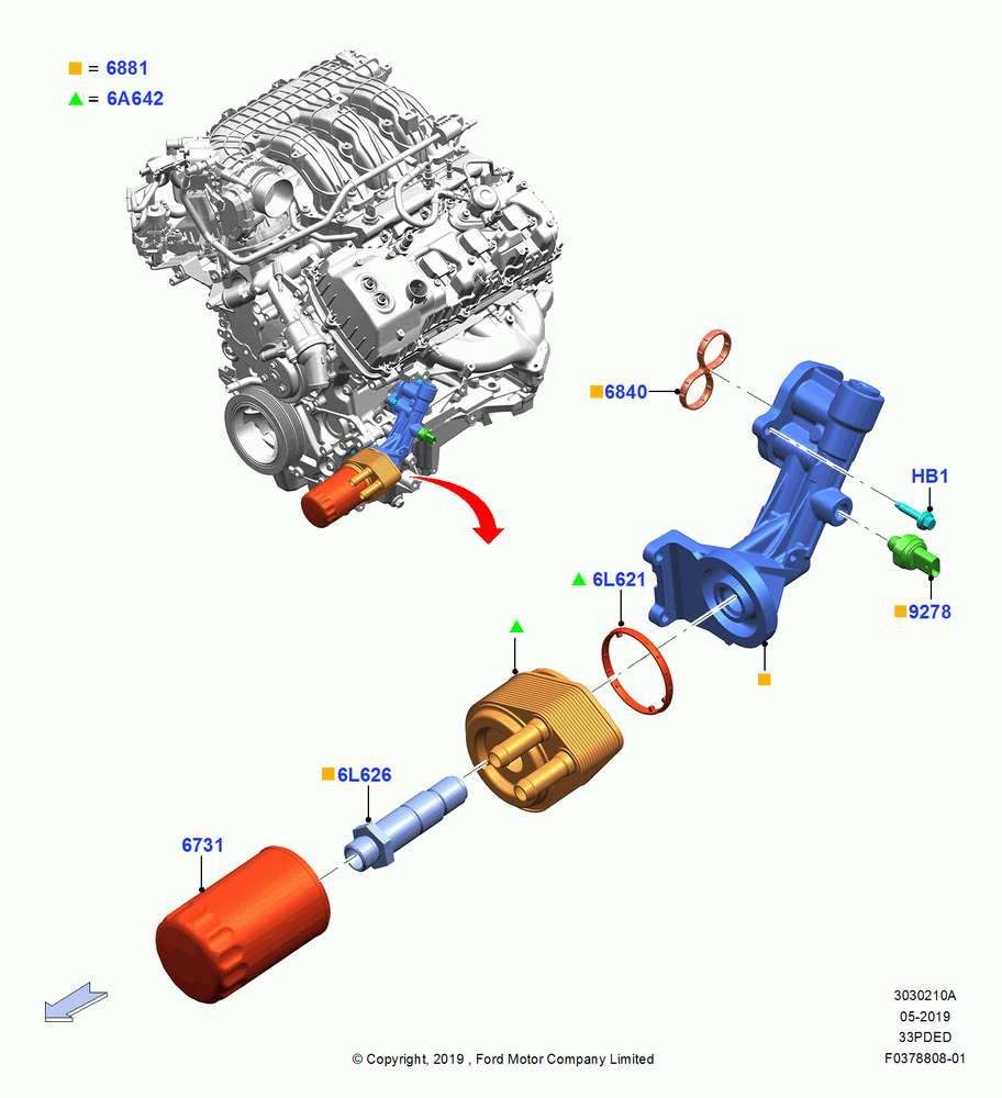 10A - Oil Cooler and Filter, 3.3L Duratec, 3.3L D4 G DI TIVCT NA Upgrade; 06/MAY/2019