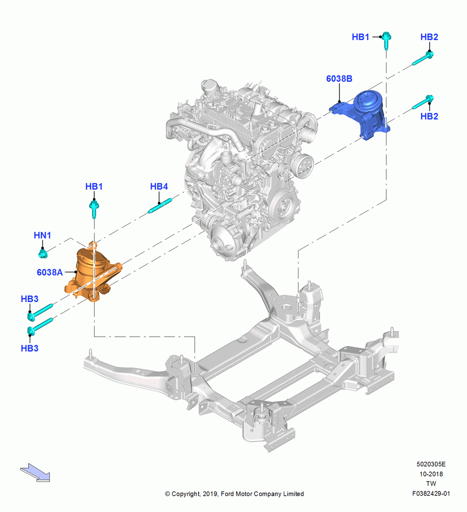 05E - Engine Mounting, 2.3L EcoBoost, LHD 4WD (FTD); 06/MAY/2019