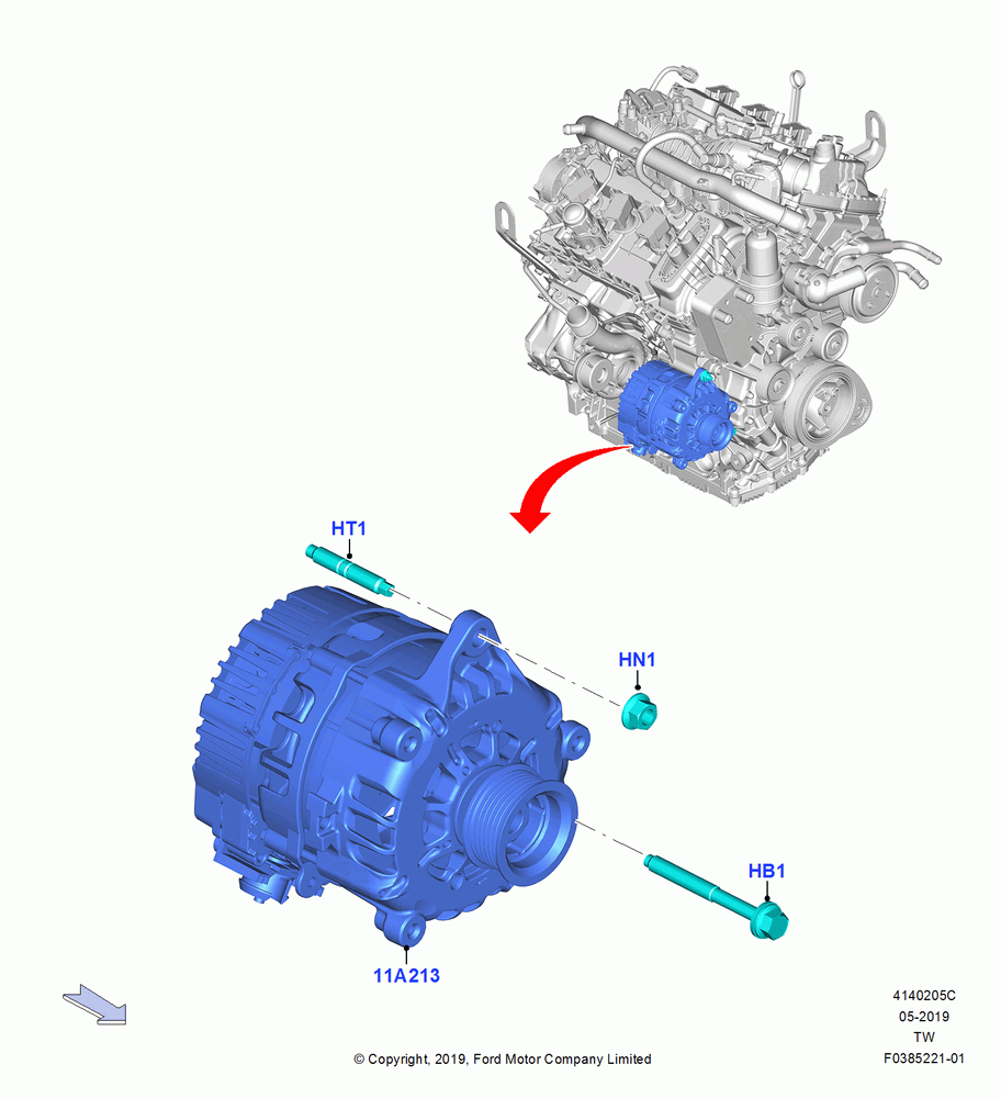 05C - Alternator and Mountings, 3.0L Nano-D4-G-GTDI-CD6R-PHEV; 06/MAY/2019