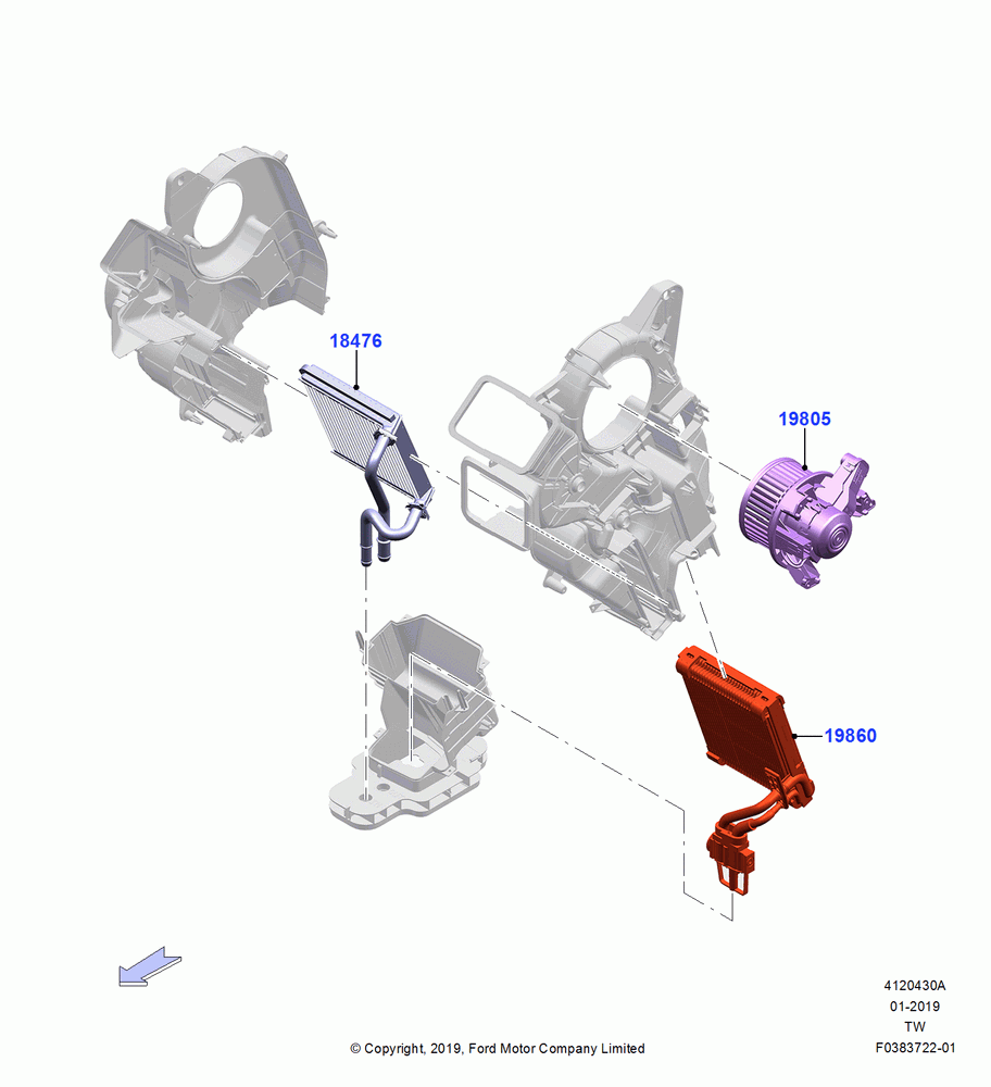 30A - Auxiliary A/C Internal Components, 2.3L EcoBoost, 3.0L GTDI TC V6 Petrol, 3.3L Duratec; 06/MAY/2019