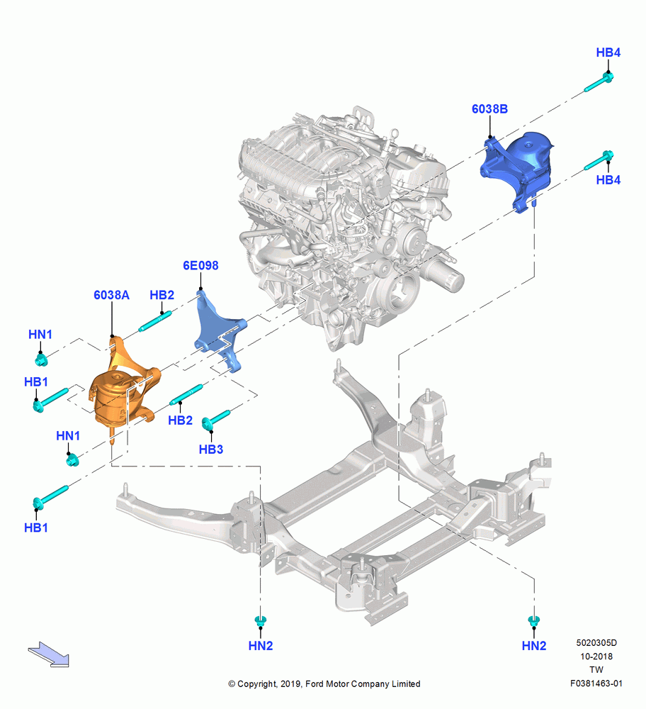05D - Engine Mounting, LHD RWD, 3.3L D4 G DI TIVCT NA Upgrade; 06/MAY/2019