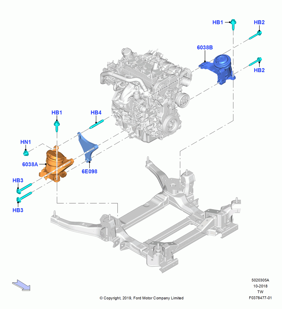 05A - Engine Mounting, 2.3L EcoBoost, LHD RWD; 06/MAY/2019