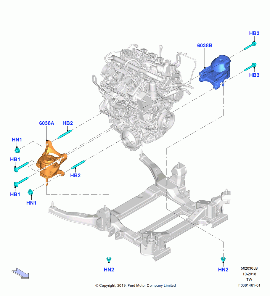 05B - Engine Mounting, 3.0L GTDI TC V6 Petrol, 3.0L Nano-D4-G-GTDI-CD6R-PHEV; 06/MAY/2019
