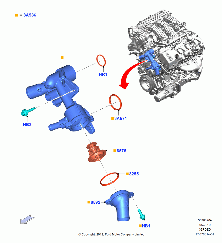 20A - Thermostat/Housing & Related Parts, 3.3L Duratec, 3.3L D4 G DI TIVCT NA Upgrade; 06/MAY/2019