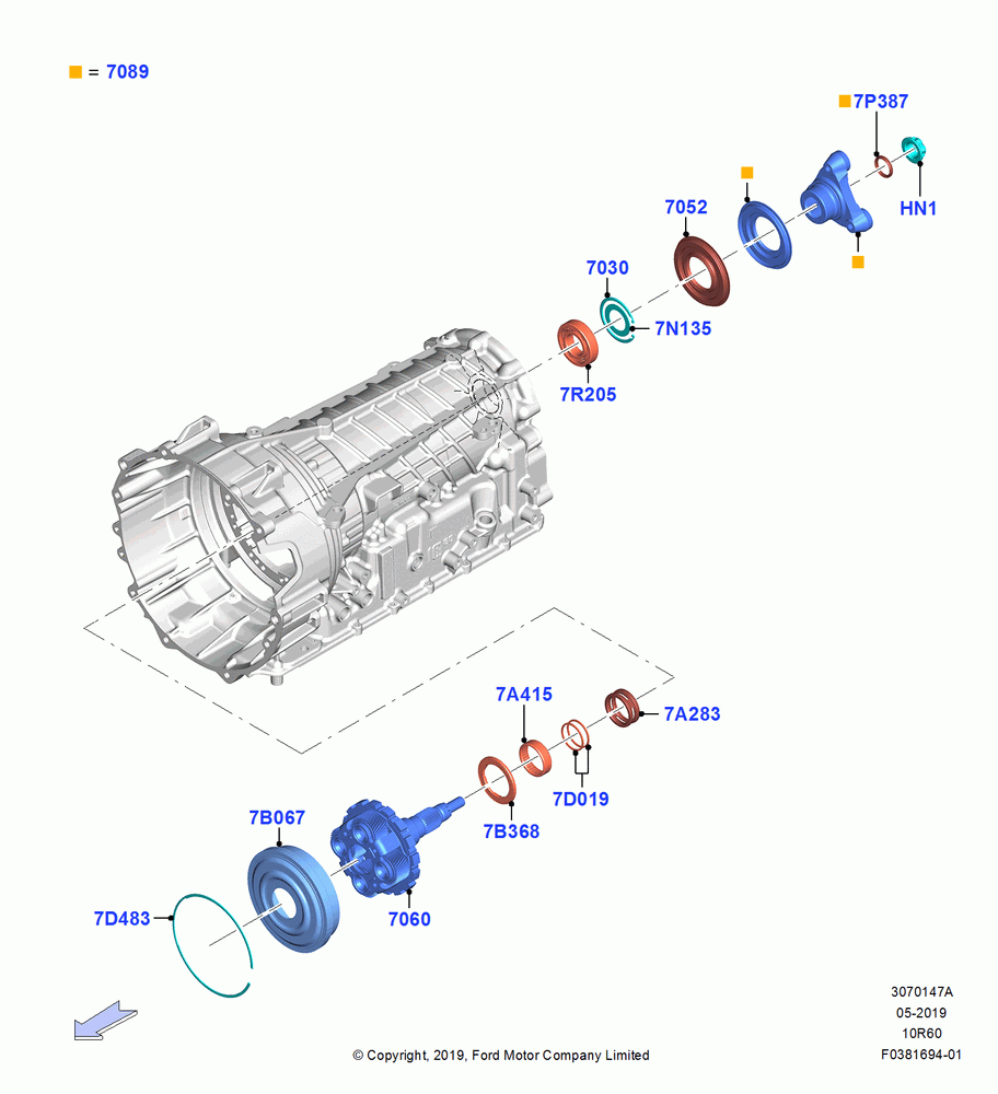 47A - Output Shafts, 10 Speed Transmission - 10R60, LHD RWD; 06/MAY/2019