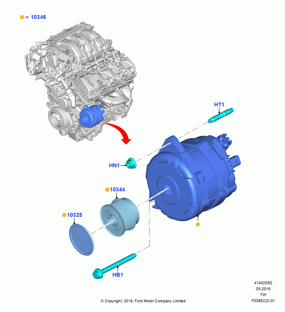 05D - Alternator and Mountings, 3.3L Duratec; 06/MAY/2019