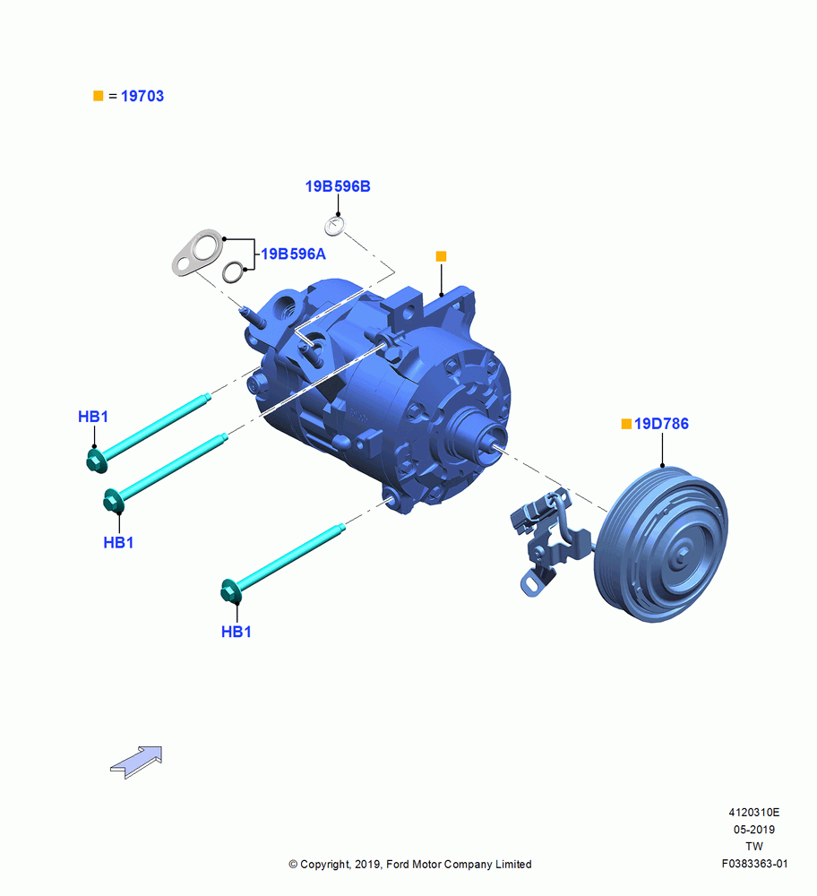 10E - Air Conditioning Condensr/Compressr, 3.0L GTDI TC V6 Petrol, Compressor Assy; 06/MAY/2019